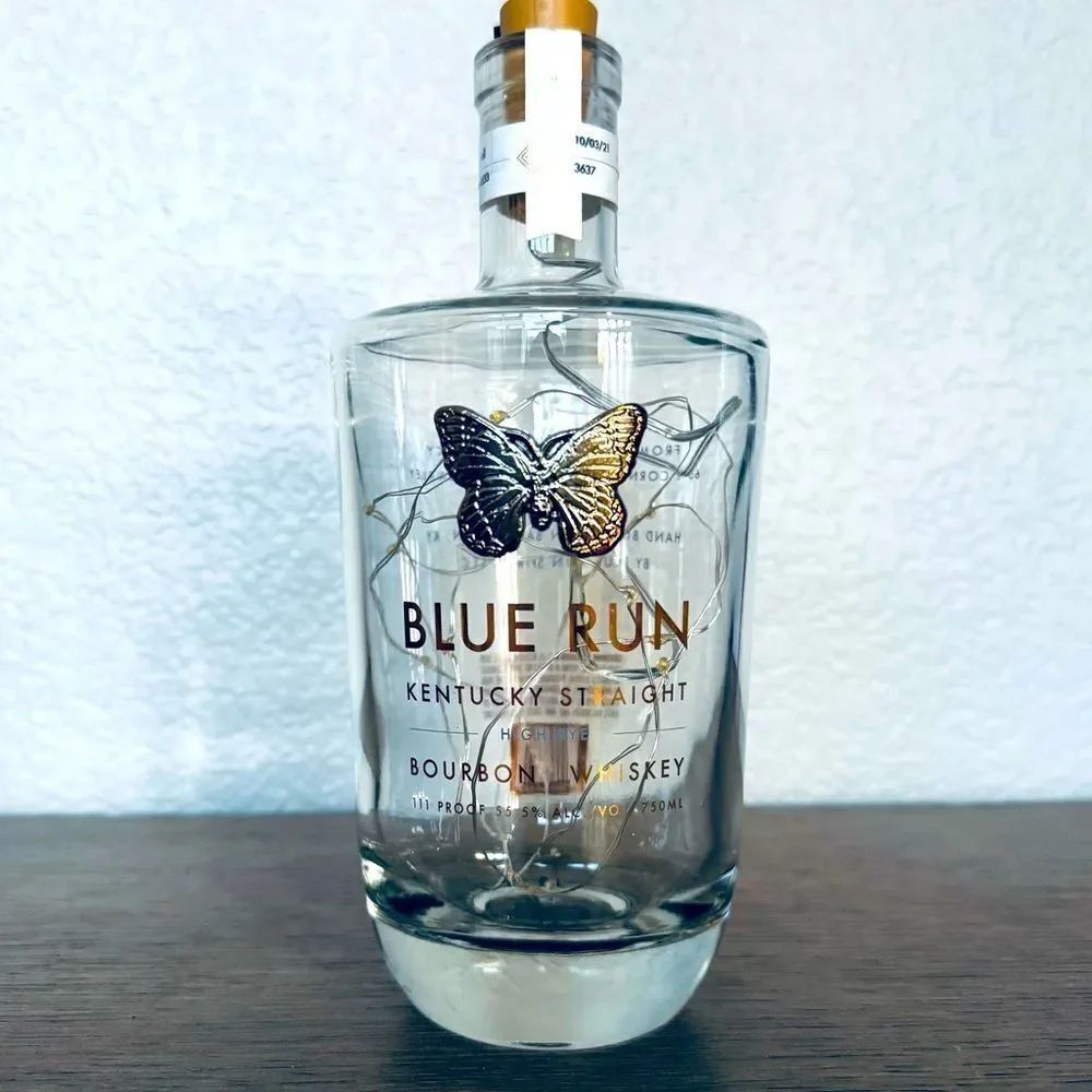 Blue Run Kentucky Bourbon Whiskey Butterfly Fairy Lights Bottle Lamp Lantern